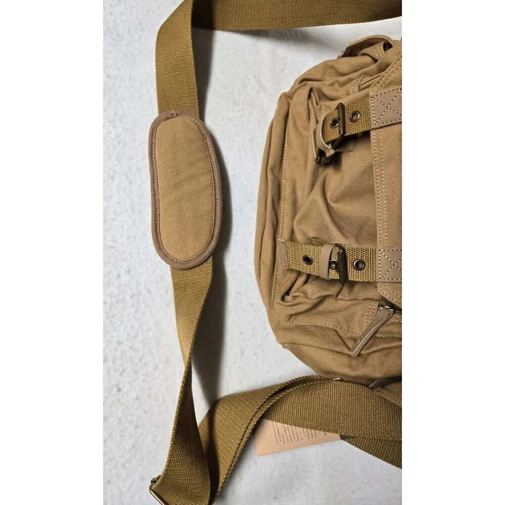 Bestek Canvas Messenger Bag For Cameras W/ Adjustable Strap & Buckles Khaki‎